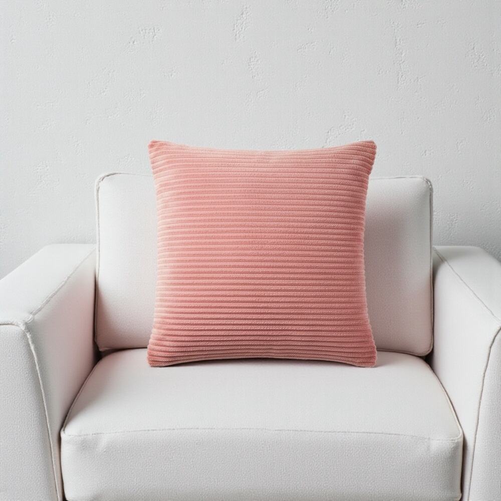 NWOT Soft Pink Fluffy Ribbed Square Throw Pillow